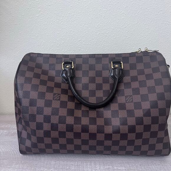 Louis Vuitton Speedy Bandouliere 35 Damier Canvas Top Handle Women's Handbag - Picture 1 of 13